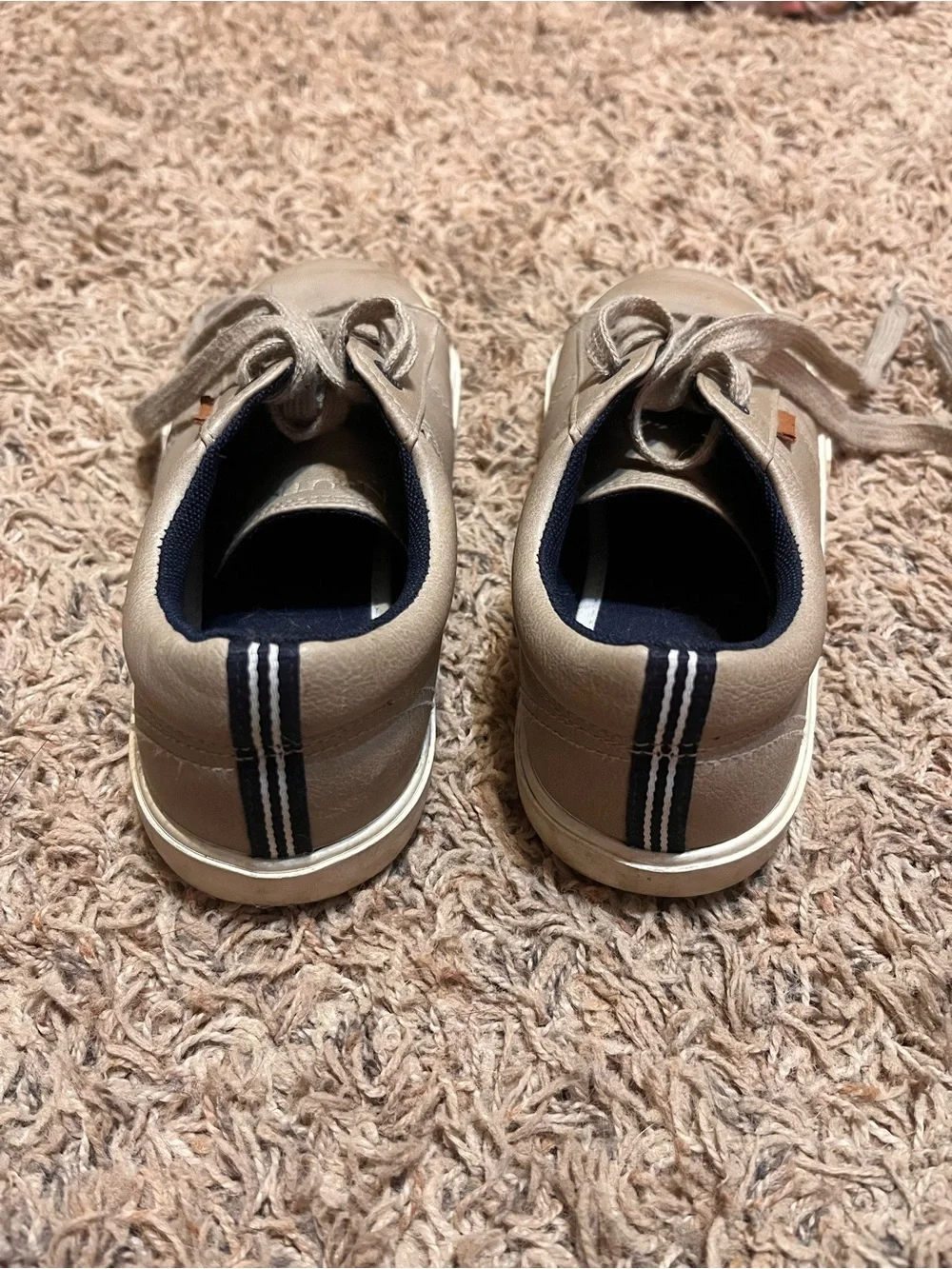 Nautica Kids Taupe Lace-Up Low-Top Sneakers with Navy Collar